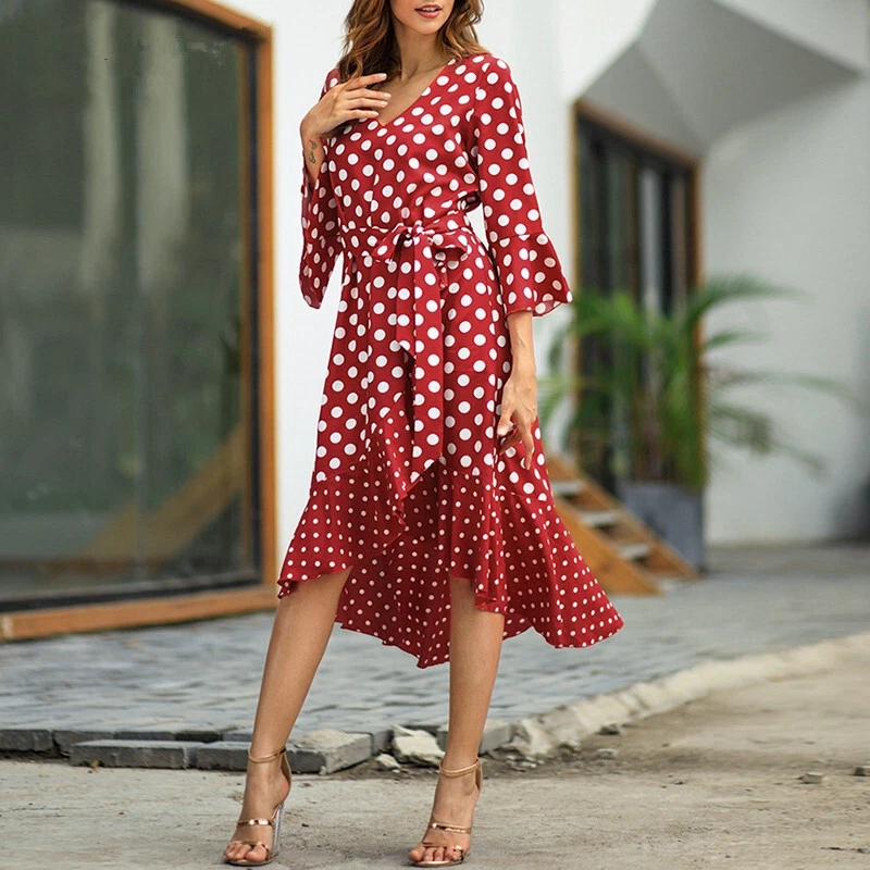 Polka Dot Wrap Dress Women Red Black Party Evening Christmas New Year Outfit UK | eBay UK Polka Dot Wrap Dress Women Red Black Party Evening Christmas New Year Outfit UK | eBay UK