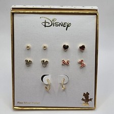 NEW Disney Minnie Mouse Earring Set 5 Pairs Silver Plated Studs Bows  Hearts