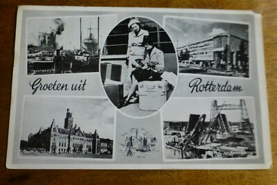 W897 4x Ansichten von Rotterdam Postkarte um 1954