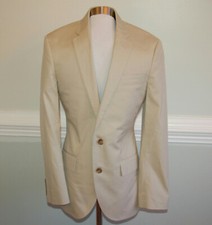 JCrew 358 Ludlow Suit Jacket Italian Cotton Pique 36R Stone A0491 Beige