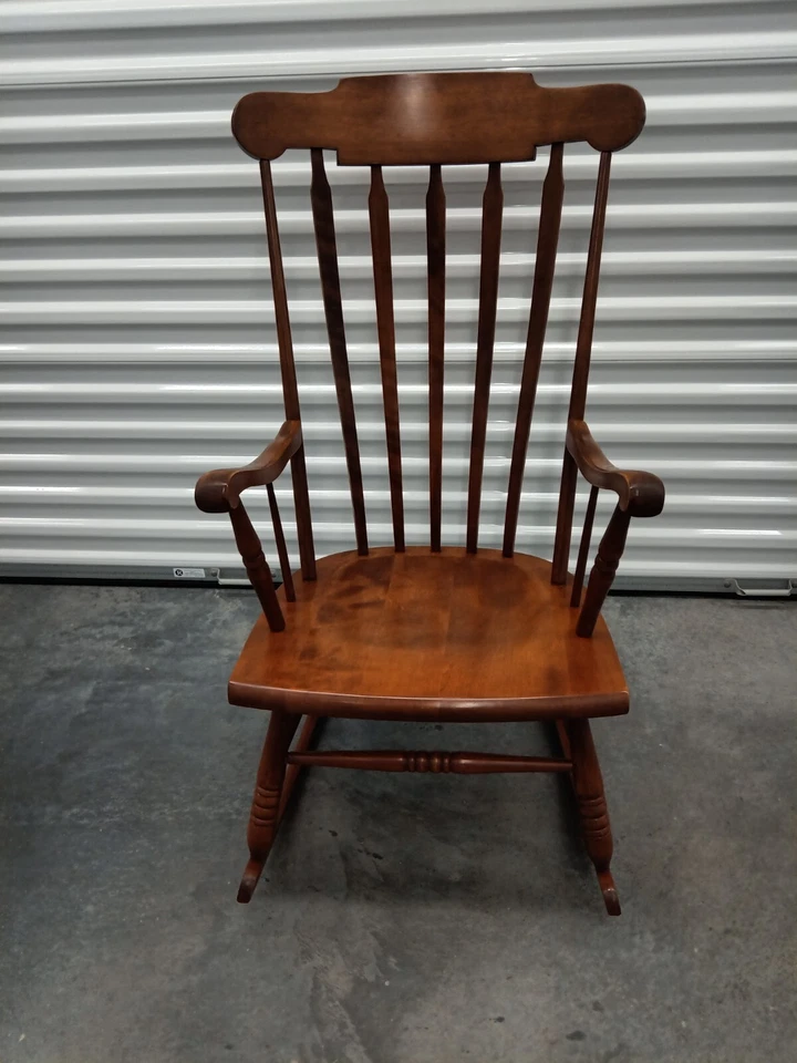 Tell City Vintage Rocking Chair Comb Back Solid Maple Wood Colonial Style Rocker - Image 2 of 4