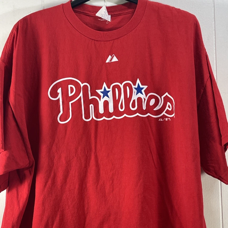 Vintage Ryan Howard Phillies Jersey Majestic Jersey Men XL Red Batting Practice - Image 2 of 4