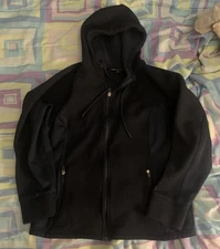 Swiss+Tech Girls  Knit Tech Fleece Hooded Jacket Size L 12-14 Rich Black