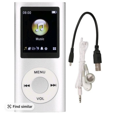 Bundle Silver MP3 Digital Music Player w/ Wired Earbuds, USB Cable,HeadphoneJack