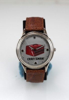 Craftsman Uhr Herren Silber Edelstahl St Wr Braunes Leder Batt Weiß Rot Quarz