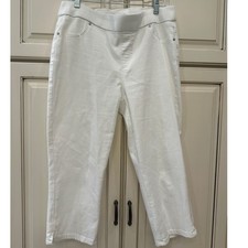 Chicos Pull On Jegging Capri 1.5 White Stretch Cropped Pants Women Size 10 1.5 