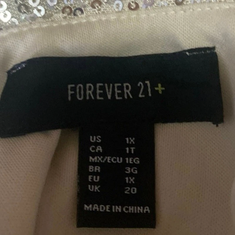 Forever 21 Silver Sequin Sleeveless Cowl Neck Cami Camisole Crop Tank Top Sz 1X - Image 3 of 4