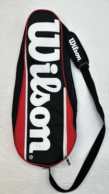 Wilson Tennis Racquet Bag Black Red White Single Shoulder Strap Zipper Case