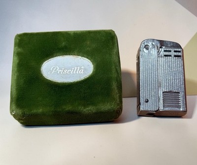 Vtg Regens Squeeze Lighter Removable Torch USA Art Deco Velvet Priscilla Box