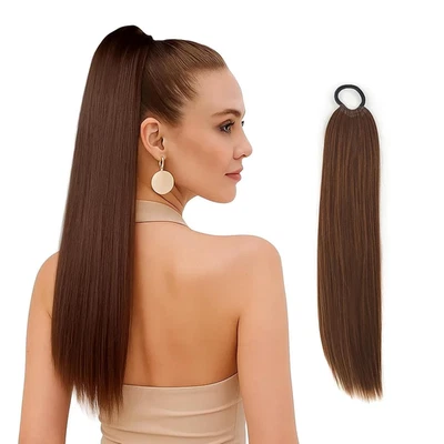 1 Stück Ponytail Extension, Echthaar Zopf 60 Cm Lang, Pferdeschwanz Haarteil Für