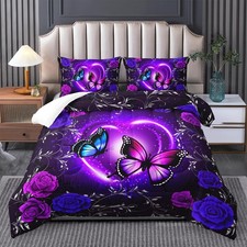 Dreamy Butterfly Comforter Set King - Purple Bedding for Girls, Bedroom Decor