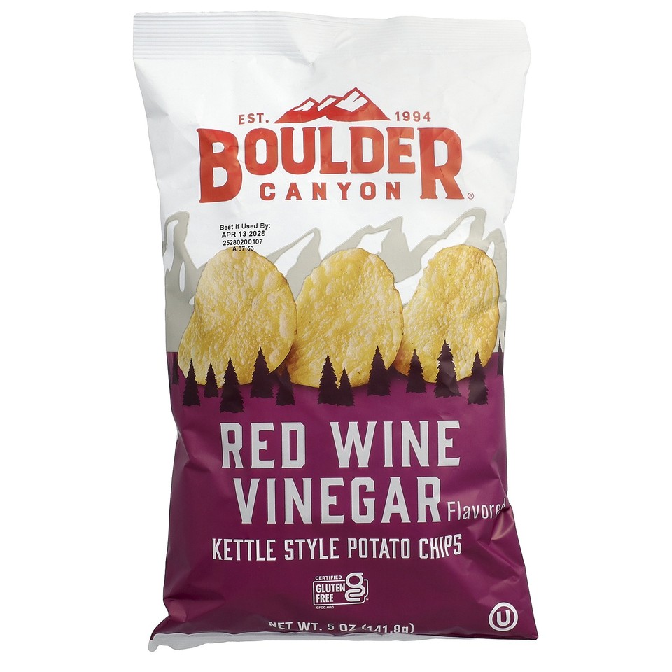 Kettle Style Potato Chips, Red Wine Vinegar, 5 oz (141.8 g)