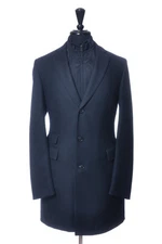 Pal Zileri Navy Blue Wool Twill Overcoat 36589