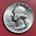 1939 US Washington SILVER Quarter!  Choice Uncirculated Details! Old US Coin!