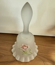 VIKING GLASS BELL Frosted Glass With Floral Print Beautiful