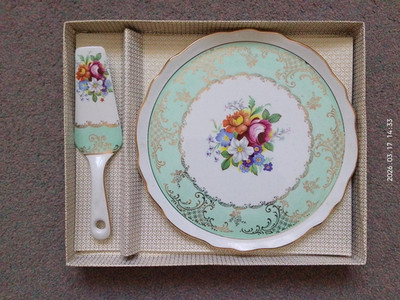 VERKAUF ALTE FOLEY JAMES KENT LTD STAFFORDSHIRE Kuchenplatte & Servierer verpackt & unbenutzt