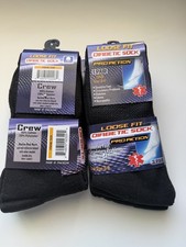 6 Pairs Diabetic Crew Socks Black Size 9-11 Cotton Blend