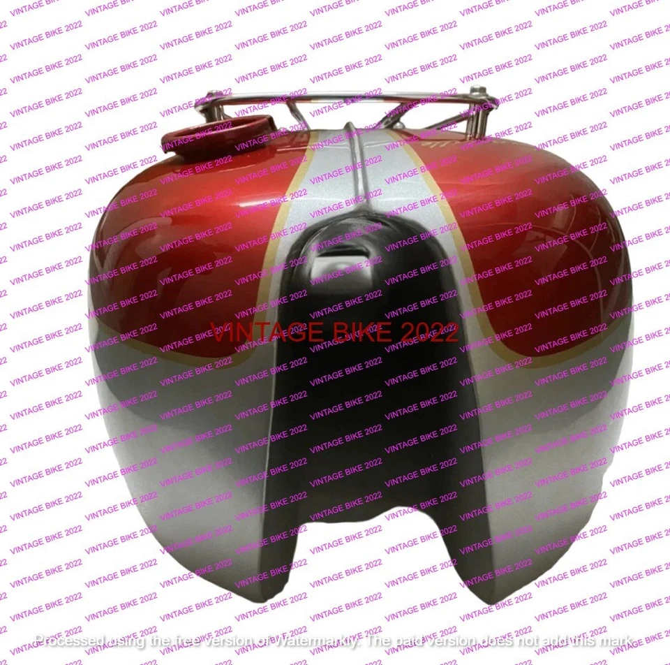 Бензобак окрашенный вишней и серебром Triumph T120 BONNEVILLE 3,5 галлона /ПОДХОДИТ ДЛЯ - Изображение 4 из 4