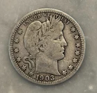 1903-P Barber Quarter - F - Fine - 90% Silver