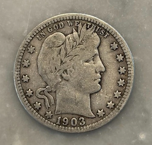 1903-P Barber Quarter - F - Fine - 90% Silver