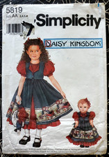 Simplicity 5819 Daisy Kingdom Girls Dress with Matching Doll dress size 3-8 UC