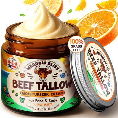 Beef Tallow for Skin - Moisturizer Cream - 100% Grass Fed - Whipped Beef Tallow