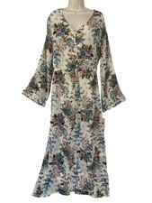 Gianni Bini Maxi Dress Womens Large White Sheer Floral Garden Romantic Boho NEW