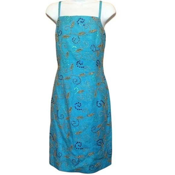 chetta b silk dress Chetta B Evening Green & Blue 100% Silk One-Shoulder Ruffle Dress