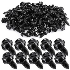 Tandefio 100 Pcs License Plate Screws Bulk 6mm X 16mm Slotted Metric Hex Head Sc