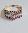 Vintage 10K Garnet and Diamond Ring Size 4.25 Two Garnets Replaced with Sapphire — photo 5