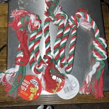 3 Dog Rope Chew Toy 1 Knot Tug Play Fetch Toy Doggy Pets Christmas Holiday