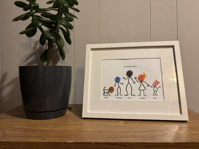 Knopf Familie Rahmen Stick Bild Weihnachtsgeschenk personalisiert portofrei