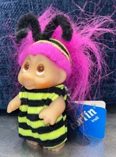 Dam Norfin HUNNY BEE Troll Doll w/TAG, Only 3”, 1985 Wildlife Series, Free Ship!
