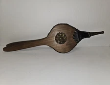 Vintage Bellow Wood & Leather Fire Blower Mantle Decor with Brass Blow Tube