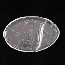 Plateau ovale verre Transparent  34x22 décor Titi plat de service, vide-poche