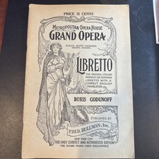 Boris Godunoff 1911 Grand Opera Libretto Metropolitan New York 