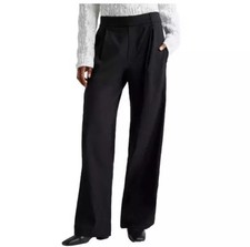 NEW  395 VINCE STRAIGHT LEG LINEN BLEND PULL-ON PANTS BLACK SZ L