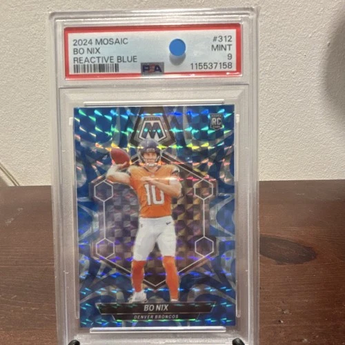 2024 Panini Mosaic Rookies Reactive Blue Prizm #312 PSA 9 Bo Nix Denver Broncos