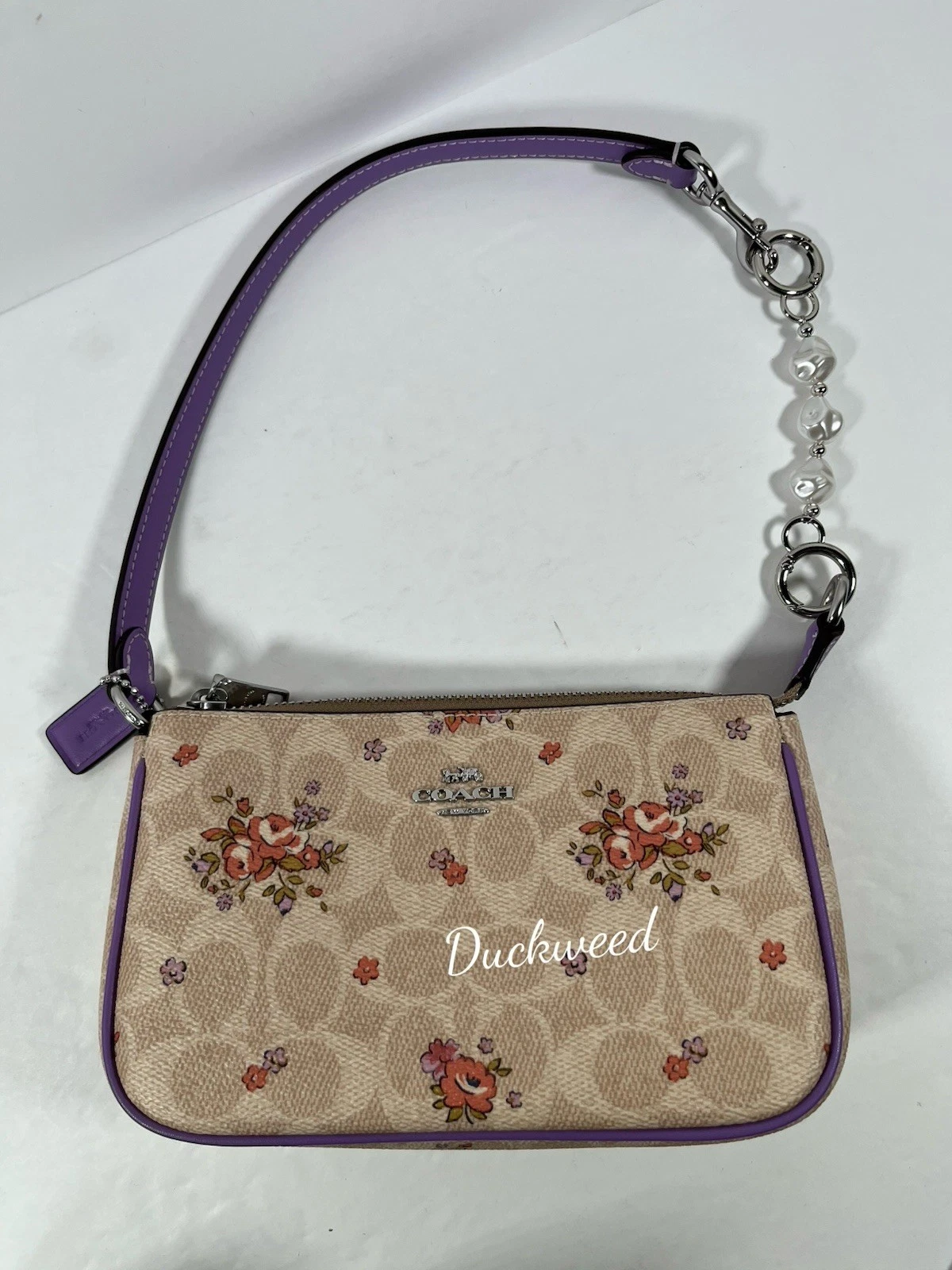 Borsa Coach Nolita 19 firmata tela e pelle stampa floreale sabbia multi nuova con etichette