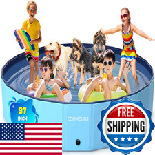 Commouds 97Inch Extra Large Foldable Dog Pool Collapsible Hard Plastic Dog