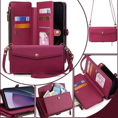 For Motorola G Stylus 5G 2025/G Pure/Edge 2024 Magnetic Zipper Wallet Stand Case