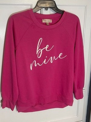 Philosophy Republic Clothing 'Be Mine' Pink Raglan Valentines Sweatshirt, Size M