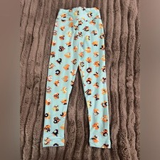 LuLaRoe Kids Leggings Small Medium Soft Blue Orange Print Hearts NWOT