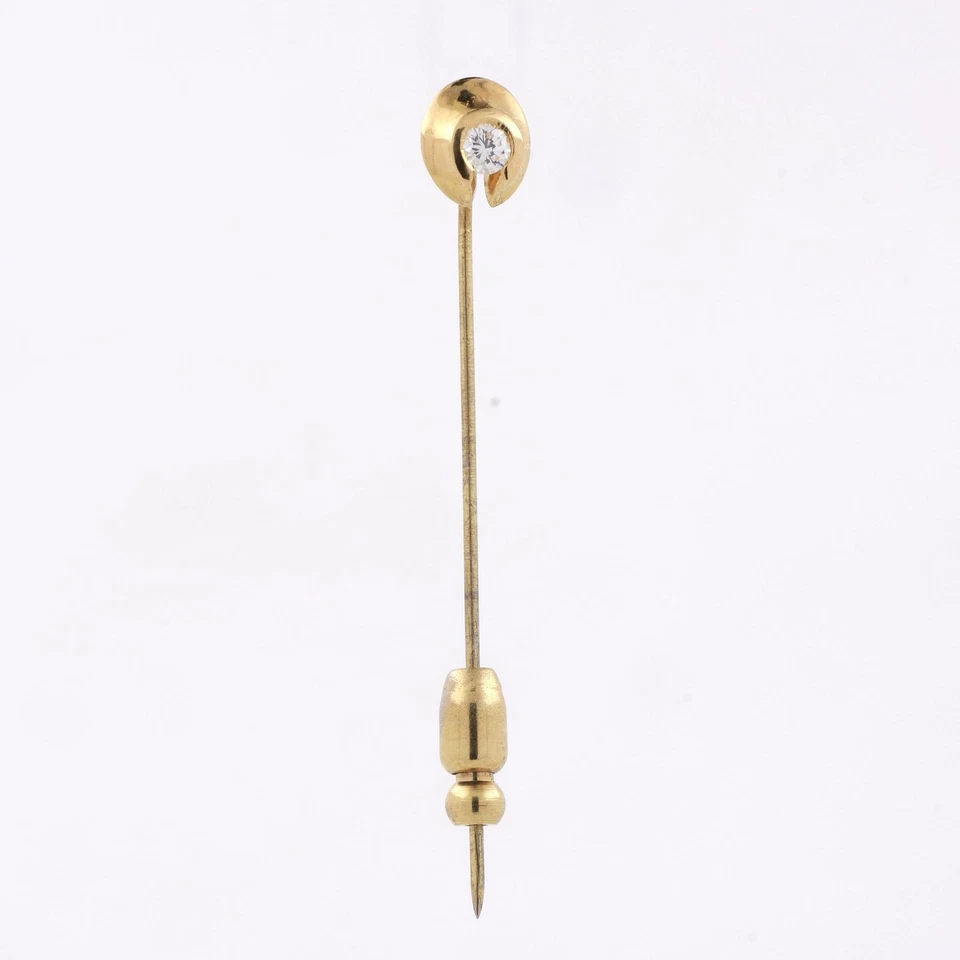 Broche prendedor vintage de diamantes de oro amarillo Estate 0,15 quilates 2,05" para damas Foto 3 de 4