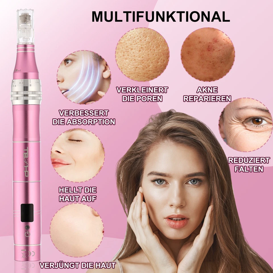 Profi Derma-pen Electric Microneedling Pen Gesicht Hautpflege mit 12 Kartusche - Bild 3 von 4