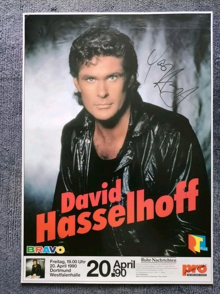 David Hasselhoff Konzertplakat DIN A1 mit Original Autogramm Dortmund 1990 - Bild 2 von 4