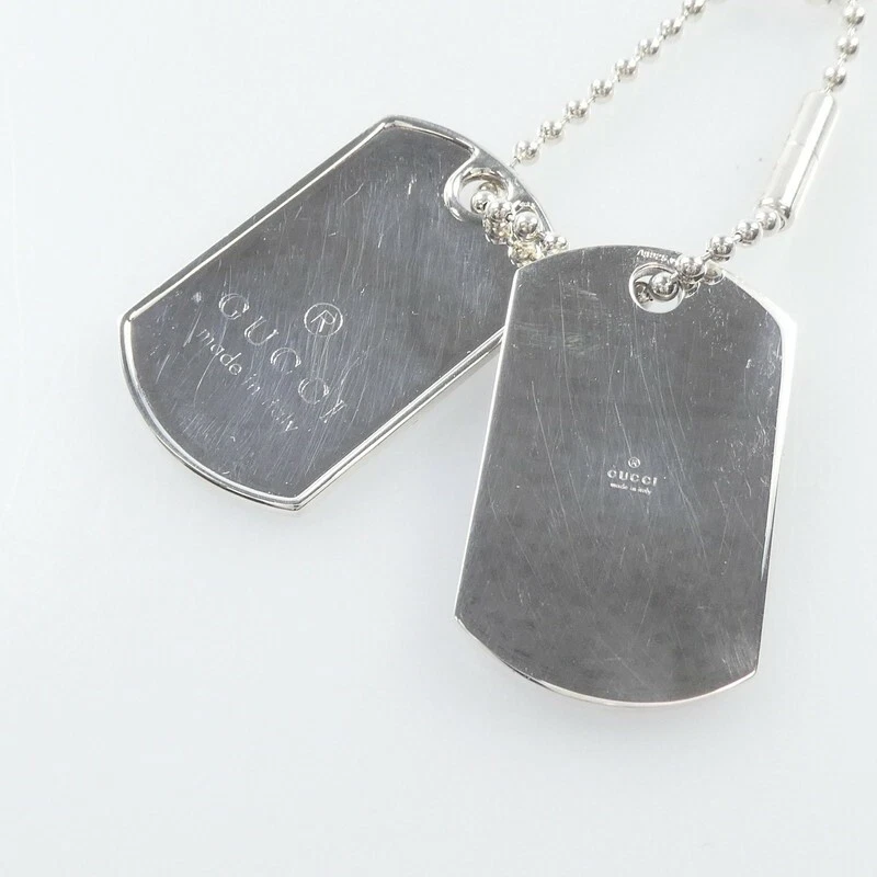 Collana Gucci Diamante Doppia Targhetta Cane Argento 272822