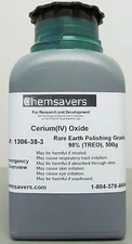 Cerium(IV) Oxide, Rare Earth Polishing Grade, 98% (TREO), Certified, 500g