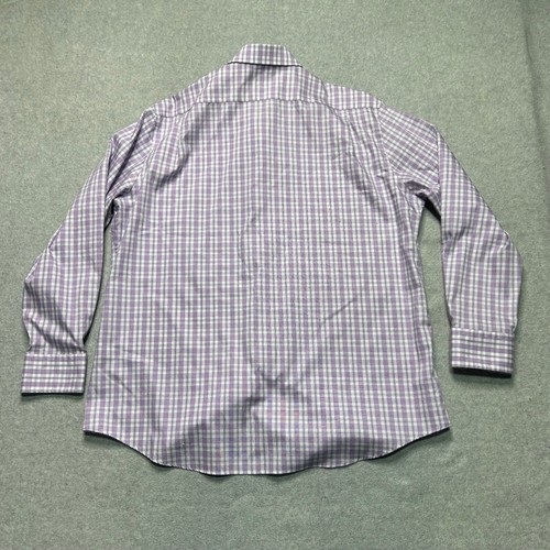 Hickey Freeman Shirt Mens 17.5 Lavender Plaid Modern Fit Button Up Easter Casual - Picture 3 of 9