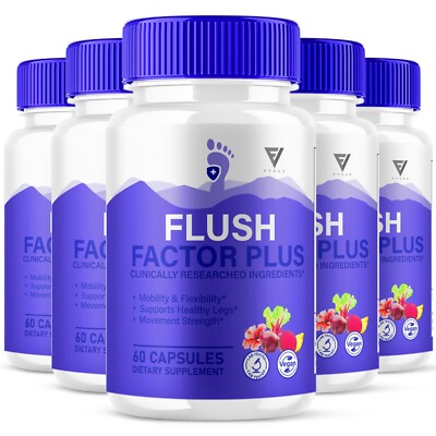 (5 Pack) Flush Factor Plus Supplement for Mobility & Gut Support (300 Capsules)